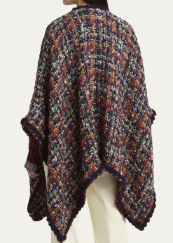 EtroMulticolor Tweed Wool-Mohair Blend Cape