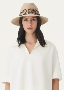 Eugenia KimCourtney Animal-Print Sash Woven Packable Fedora