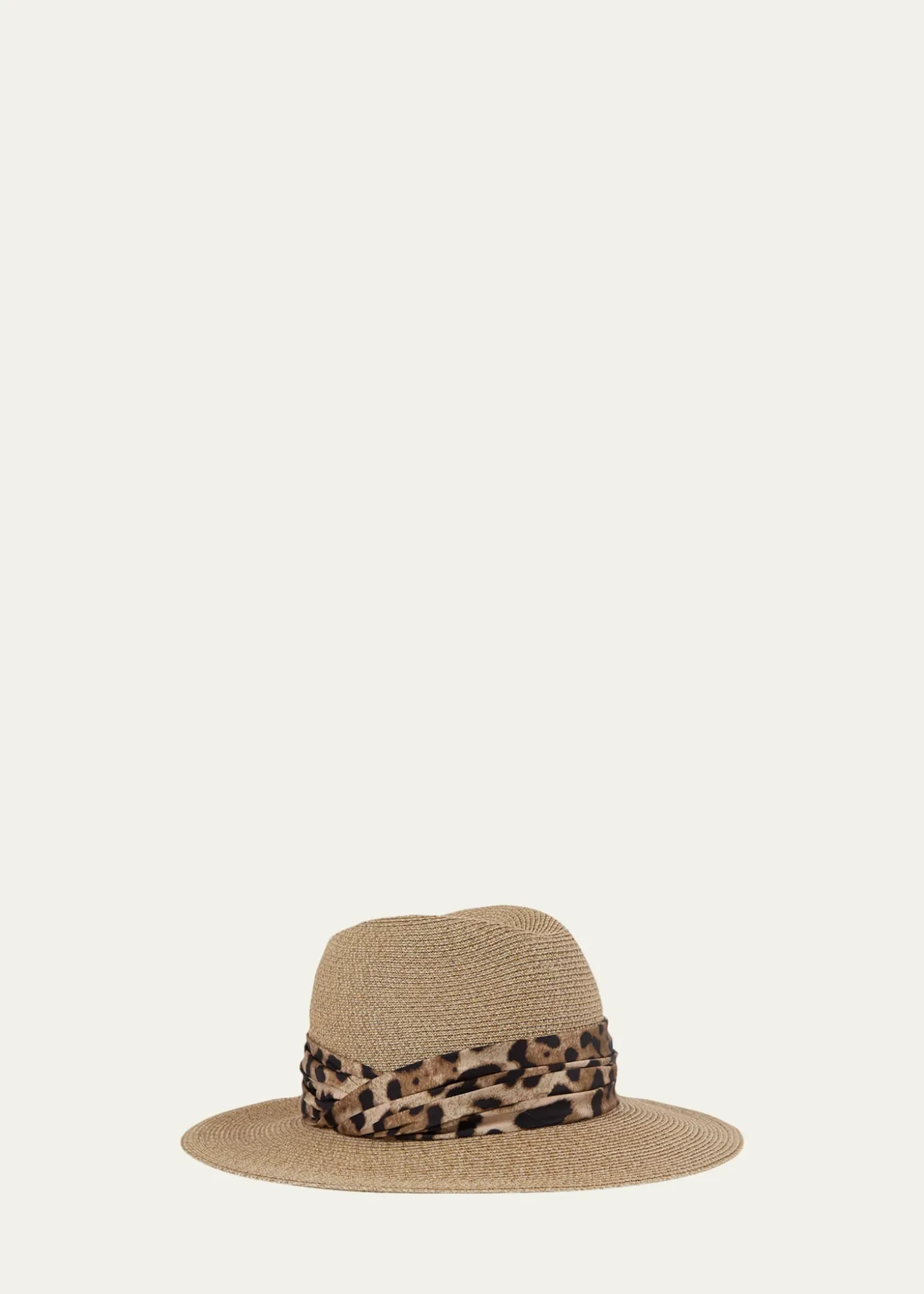 Eugenia KimCourtney Animal-Print Sash Woven Packable Fedora