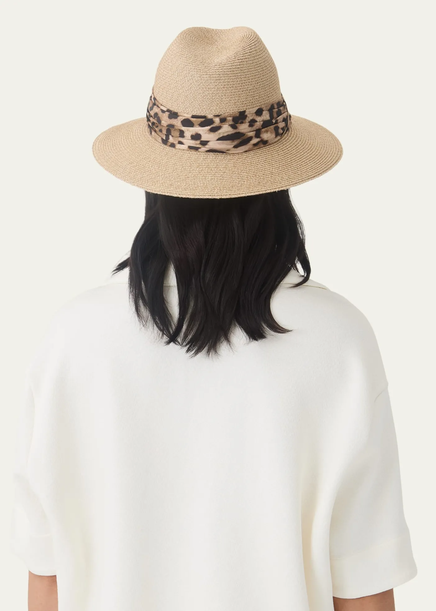 Eugenia KimCourtney Animal-Print Sash Woven Packable Fedora