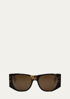 FendiBaguette Logo Acetate Oval Sunglasses