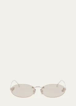 FendiEmbellished FF Oval Metal Sunglasses
