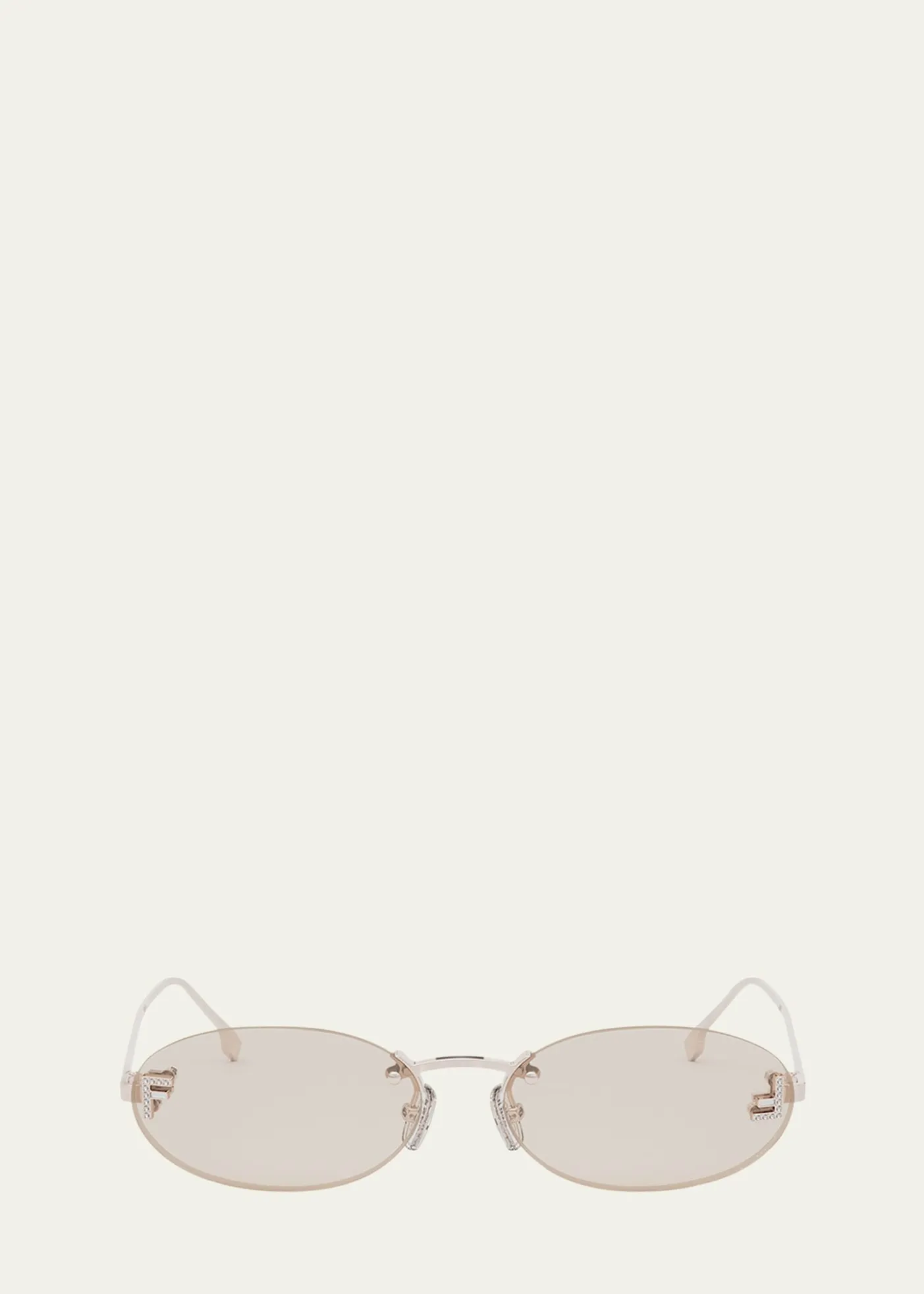 FendiEmbellished FF Oval Metal Sunglasses