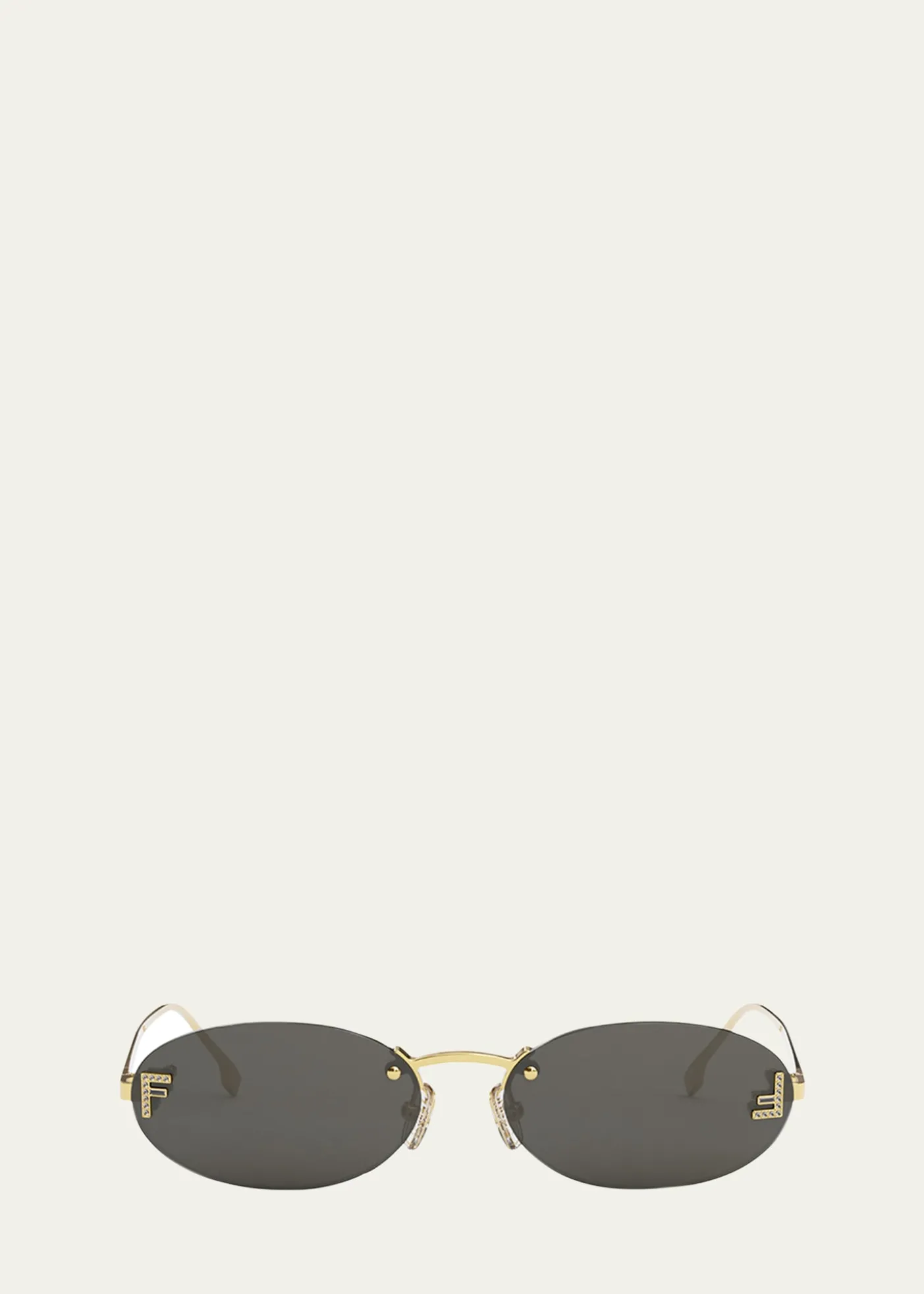 FendiEmbellished FF Oval Metal Sunglasses