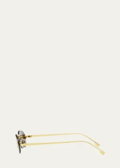 FendiEmbellished FF Oval Metal Sunglasses