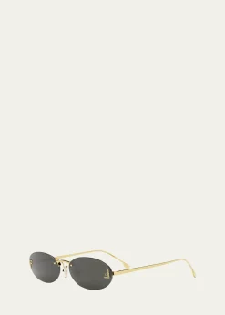 FendiEmbellished FF Oval Metal Sunglasses