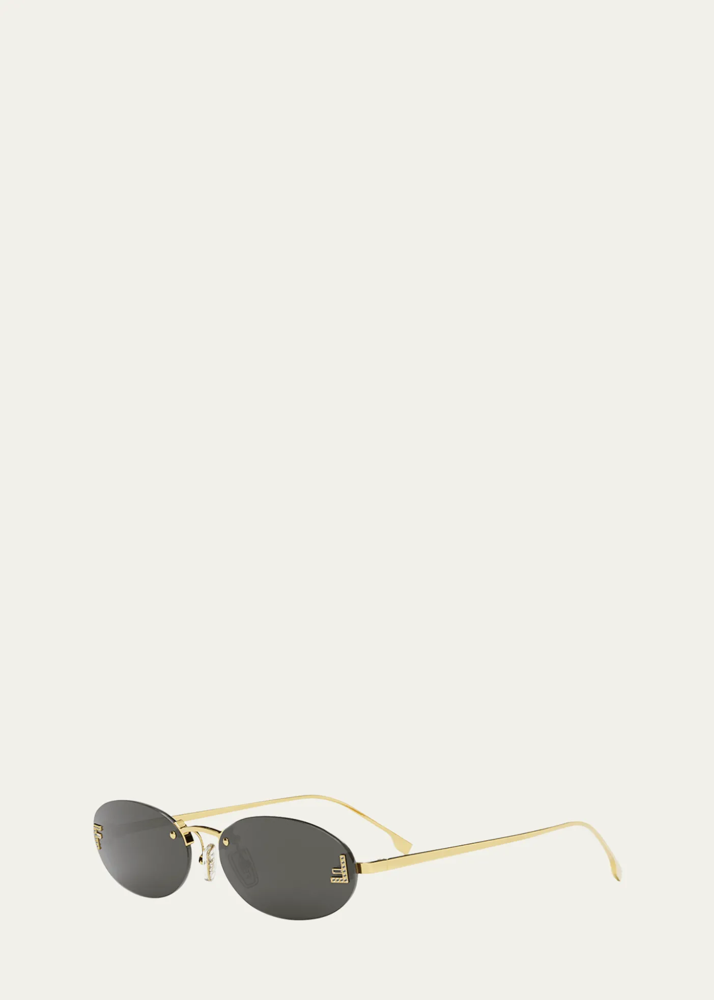 FendiEmbellished FF Oval Metal Sunglasses