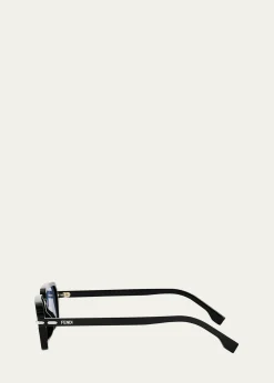 FendiSelleria Acetate Rectangular Sunglasses