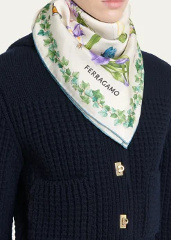 FerragamoEden Shoes-Print Silk Scarf