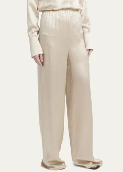 FerragamoFluid Wide-Leg Viscose-Satin Pants
