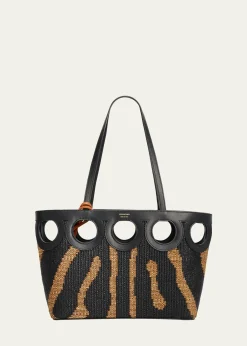 FerragamoGancini Outline Tote Bag in Raffia and Leather