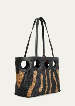 FerragamoGancini Outline Tote Bag in Raffia and Leather