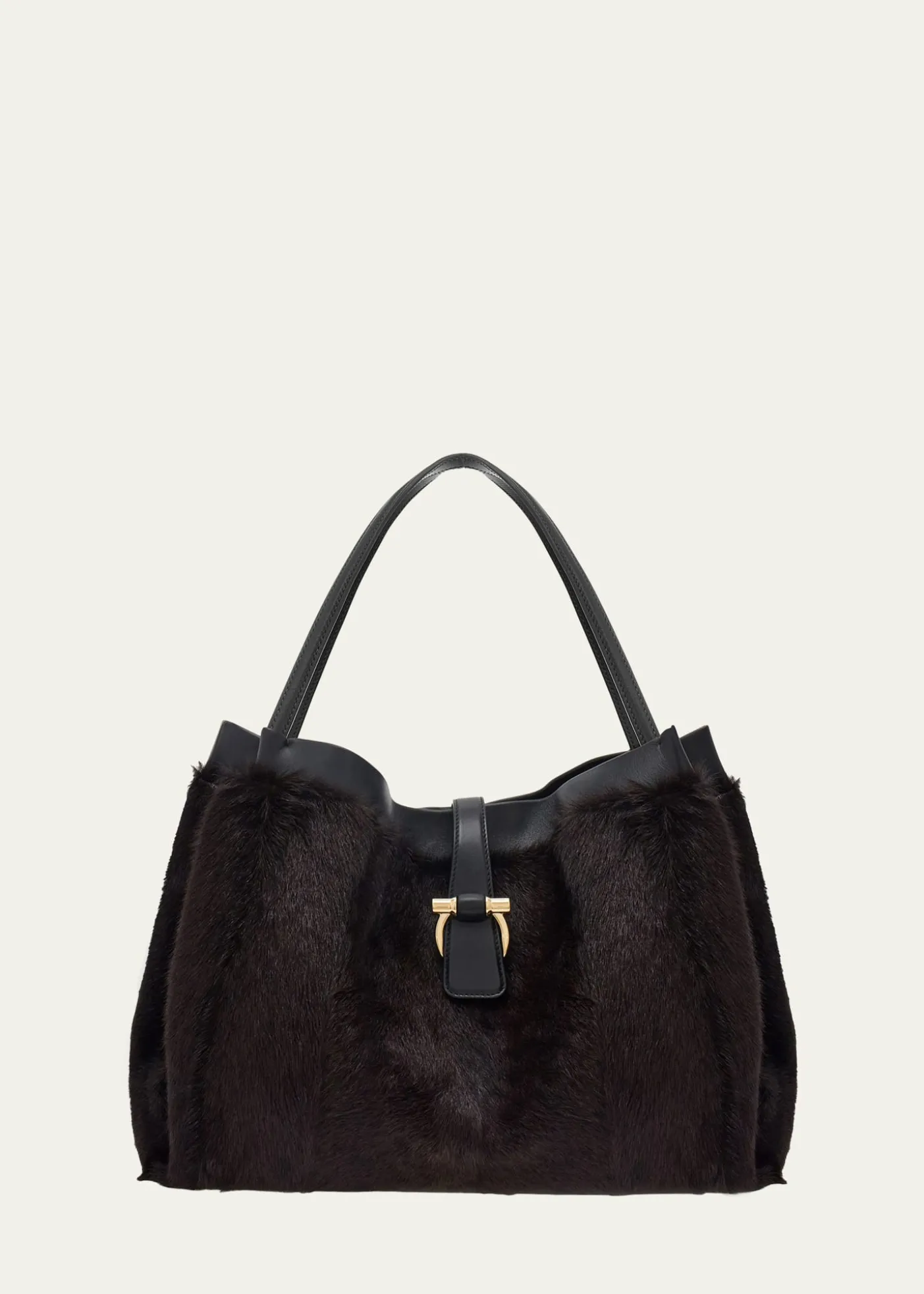 FerragamoLarge Mink-Effect Fur & Leather Tote Bag