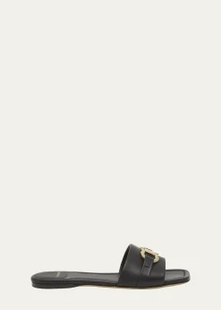 FerragamoLeah Gancini Bit Leather Slide Sandals