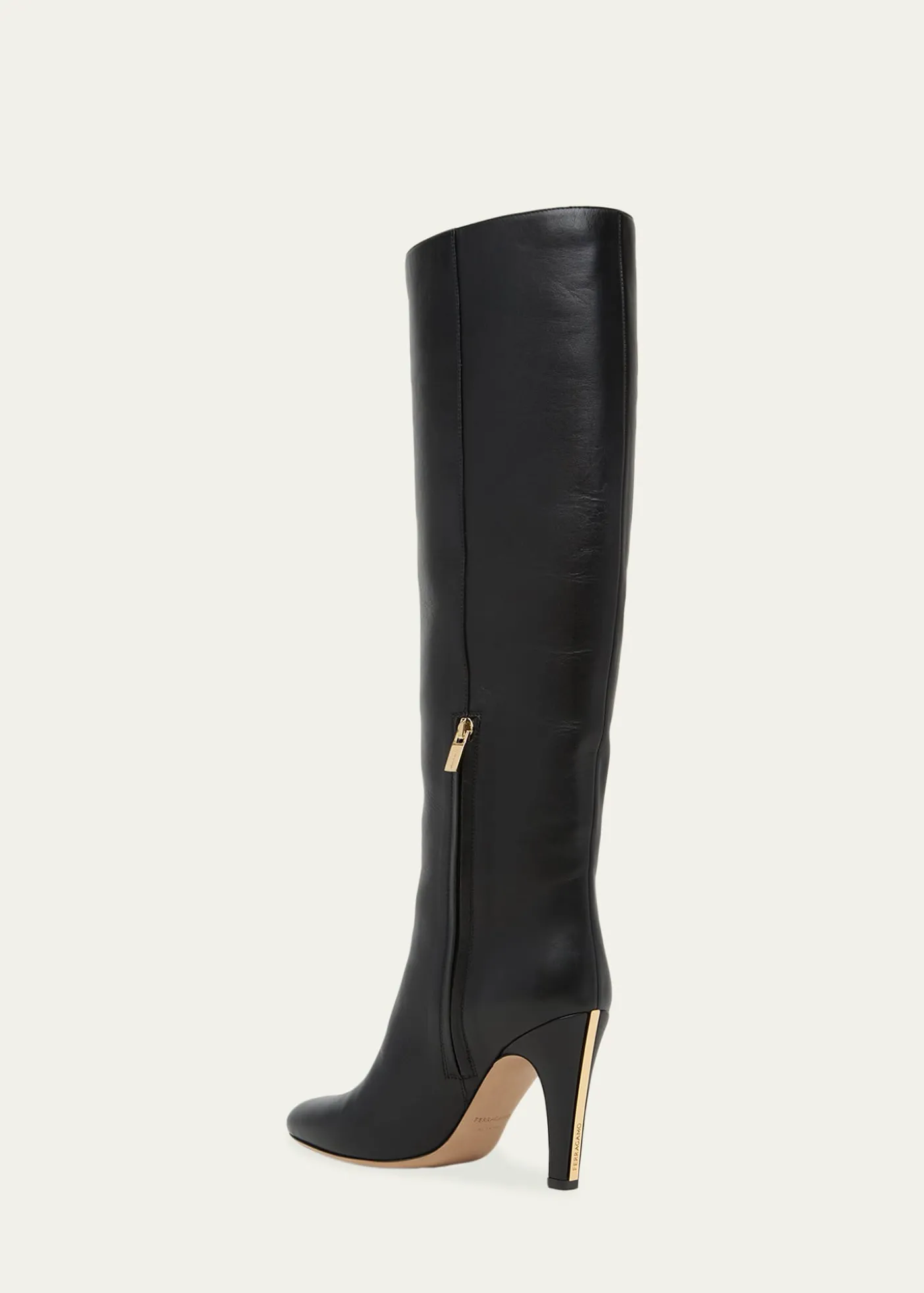 Ferragamo95mm Nylu Leather Knee-High Boots