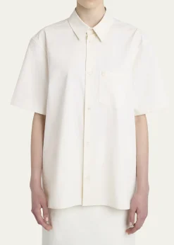 FerragamoSilk Canvas Short-Sleeve Button-Down Shirt
