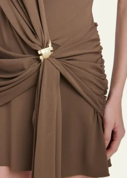 FerragamoSleeveless Draped Wrap Jersey Mini Dress