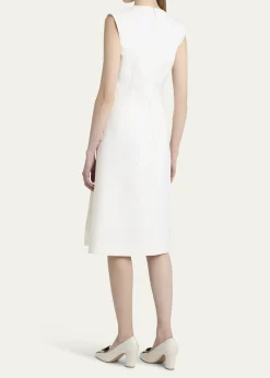 FerragamoSplit V-Neck Sleeveless Crepe Midi Dress