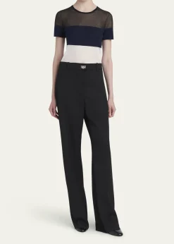 FerragamoTurn-Lock Crepe Straight-Leg Pants