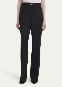 FerragamoTurn-Lock Crepe Straight-Leg Pants