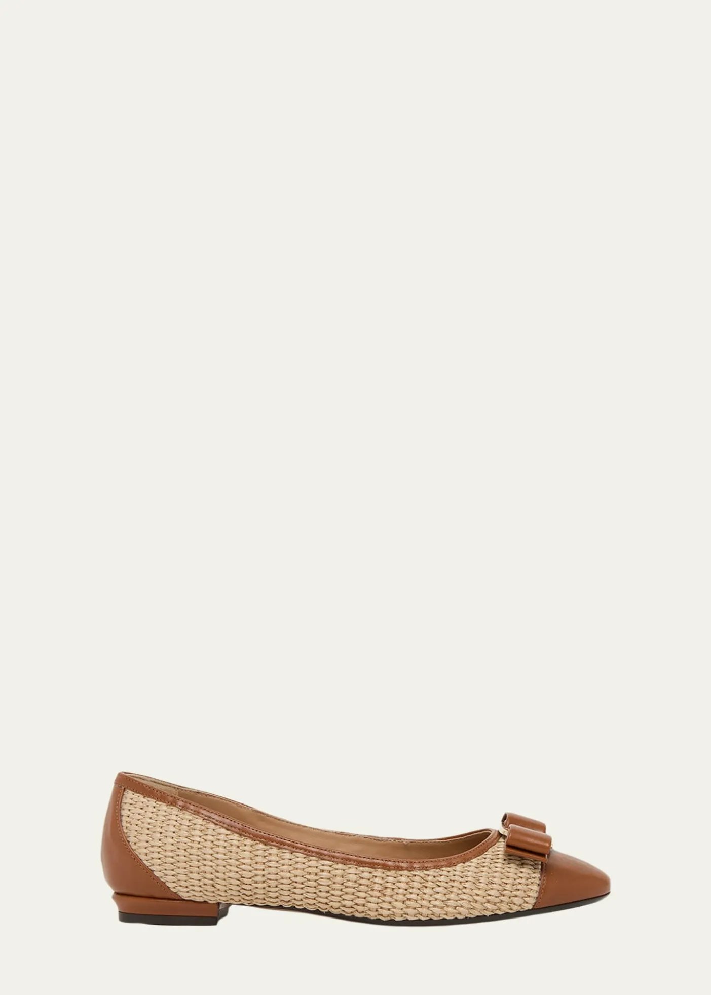 FerragamoVarina Raffia and Leather Ballerina Flats