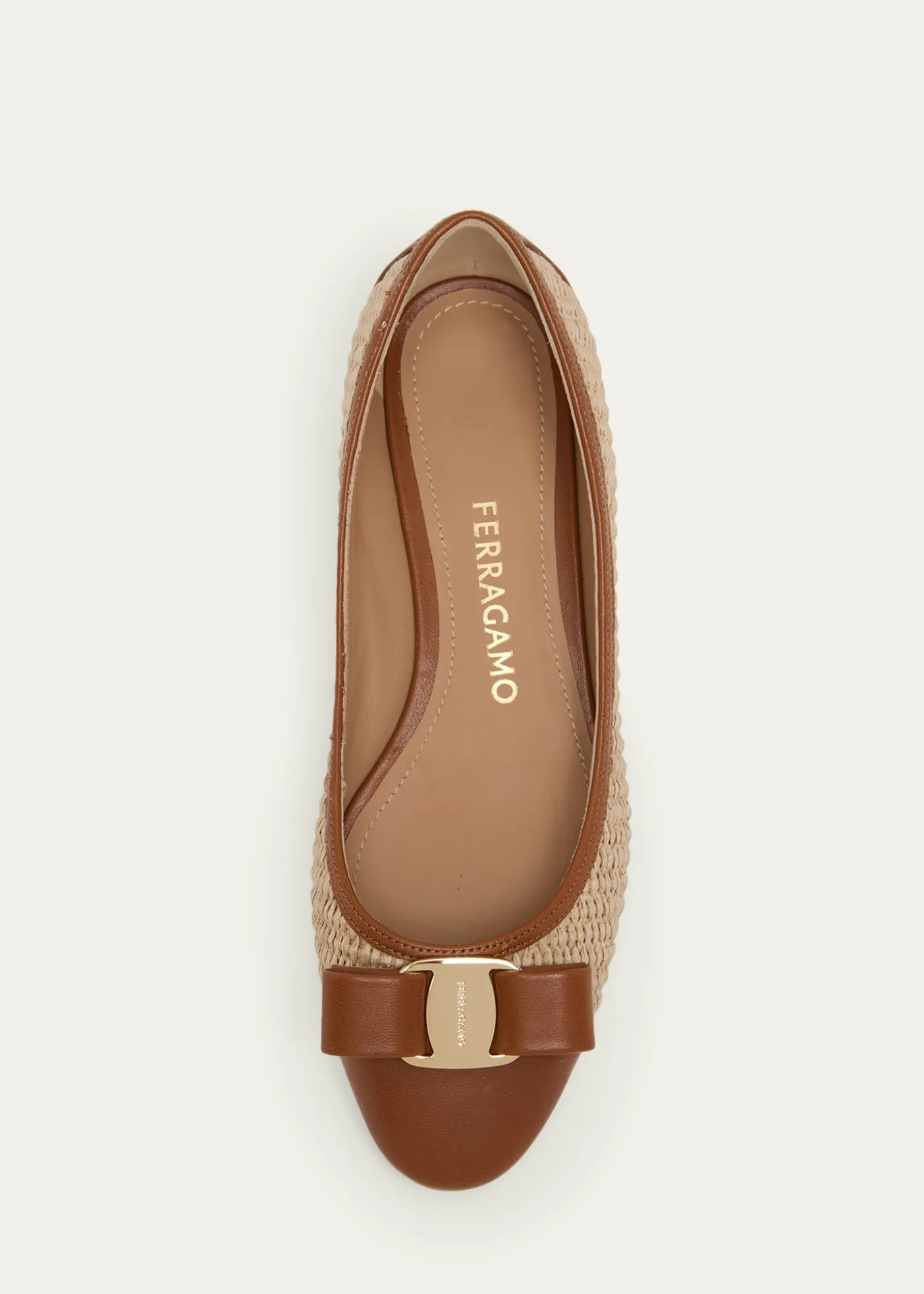 FerragamoVarina Raffia and Leather Ballerina Flats