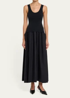 FFormeMarina Sleeveless Cotton-Silk Flared Midi Dress