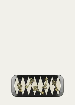 FornasettiChiavi Gold and Rombi Tray - 25x60 cm