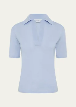Gabriela HearstCaius Short-Sleeve Wool-Silk Polo Sweater
