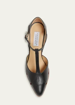 Gabriela HearstHawes Leather T-Strap Block-Heel Pumps