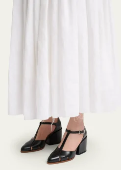 Gabriela HearstHawes Leather T-Strap Block-Heel Pumps