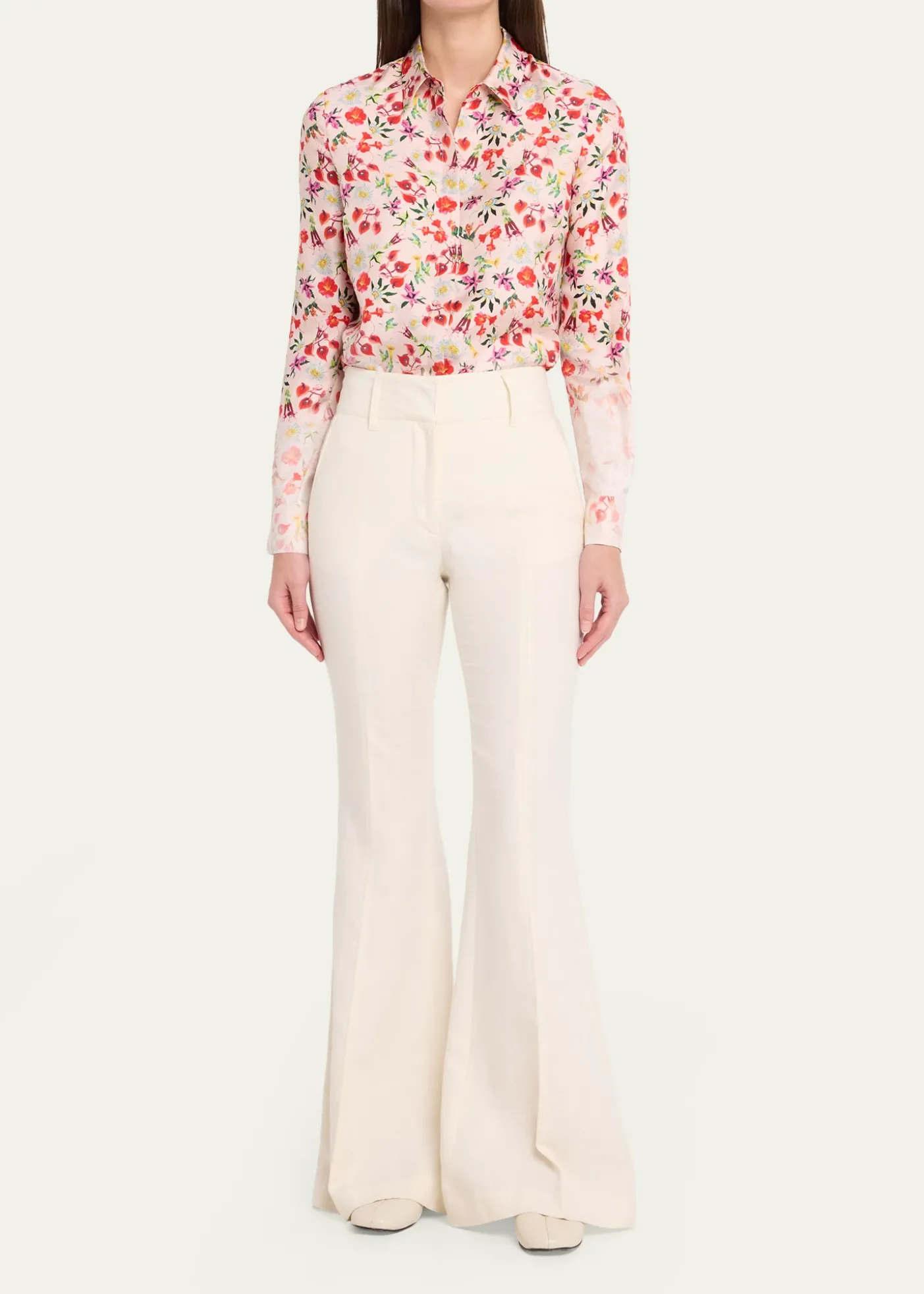 Gabriela HearstHenri Ombre Floral Silk Button-Down Blouse