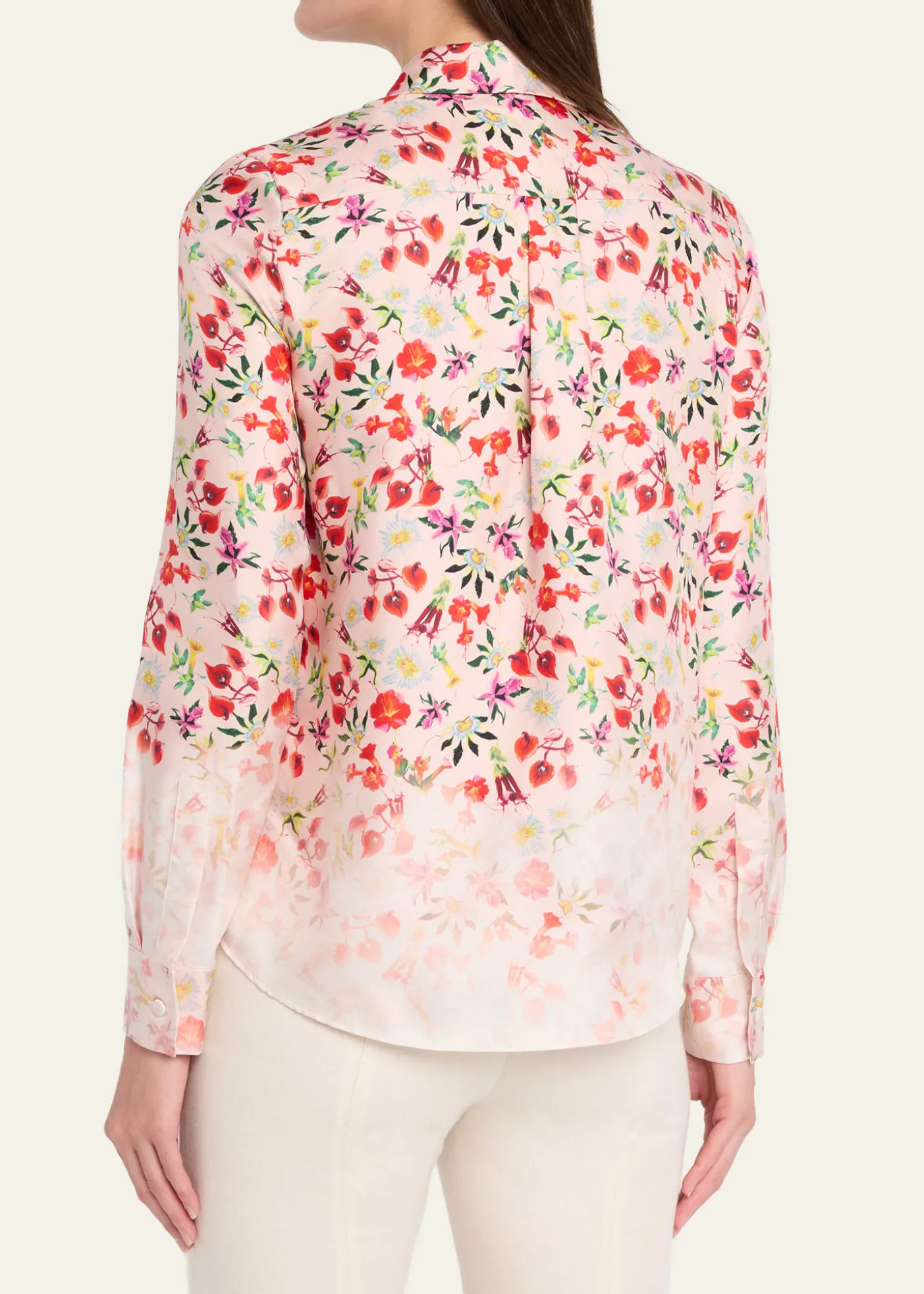 Gabriela HearstHenri Ombre Floral Silk Button-Down Blouse
