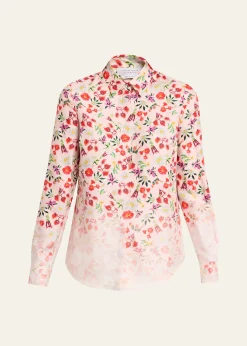 Gabriela HearstHenri Ombre Floral Silk Button-Down Blouse