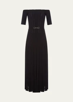 Gabriela HearstKurt Off-The-Shoulder Pleated Merino Dress