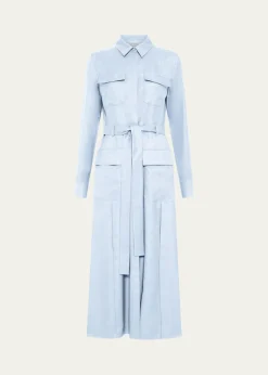 Gabriela HearstMeyer Meyer Virgin Wool and Silk Belted Midi Shirtdress