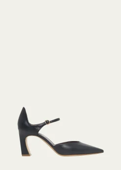 Gabriela Hearst75mm Devil Leather Ankle-Strap Pumps