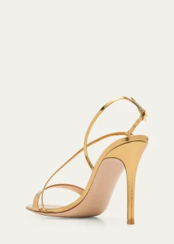 Gianvito Rossi95mm Manhattan Metallic Leather Sandals