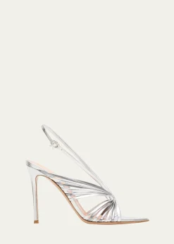 Gianvito Rossi105mm Metallic Leather Slingback Sandals