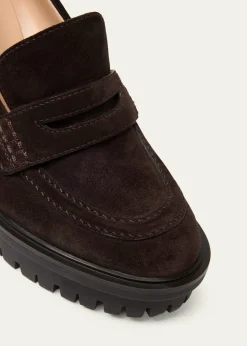 Gianvito Rossi70mm Suede Platform Penny Loafers