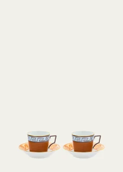 GINORI 1735Il Viaggio di Nettuno Luna 3 oz. Coffee Cups & Saucers, Set of 2
