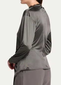 Giorgio ArmaniAsymmetric Draped Shiny Viscose Top
