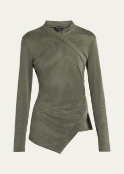 Giorgio ArmaniAsymmetric Jersey Long-Sleeve Top