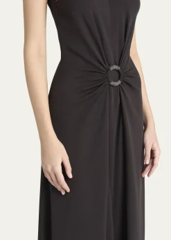 Giorgio ArmaniBeaded-Ring Silk Georgette Backless Gown