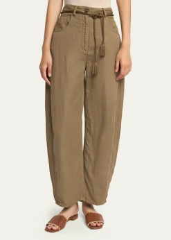 Giorgio ArmaniBelted Barrel-Leg Ankle Pants