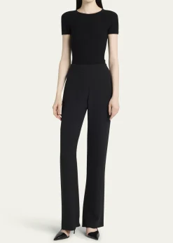Giorgio ArmaniBlack Cady Straight-Leg Pants