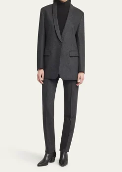 Giorgio ArmaniCashmere Flannel Slim-Leg Ankle Trousers
