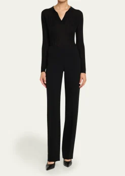 Giorgio ArmaniCashmere-Silk Rib Knit Sweater