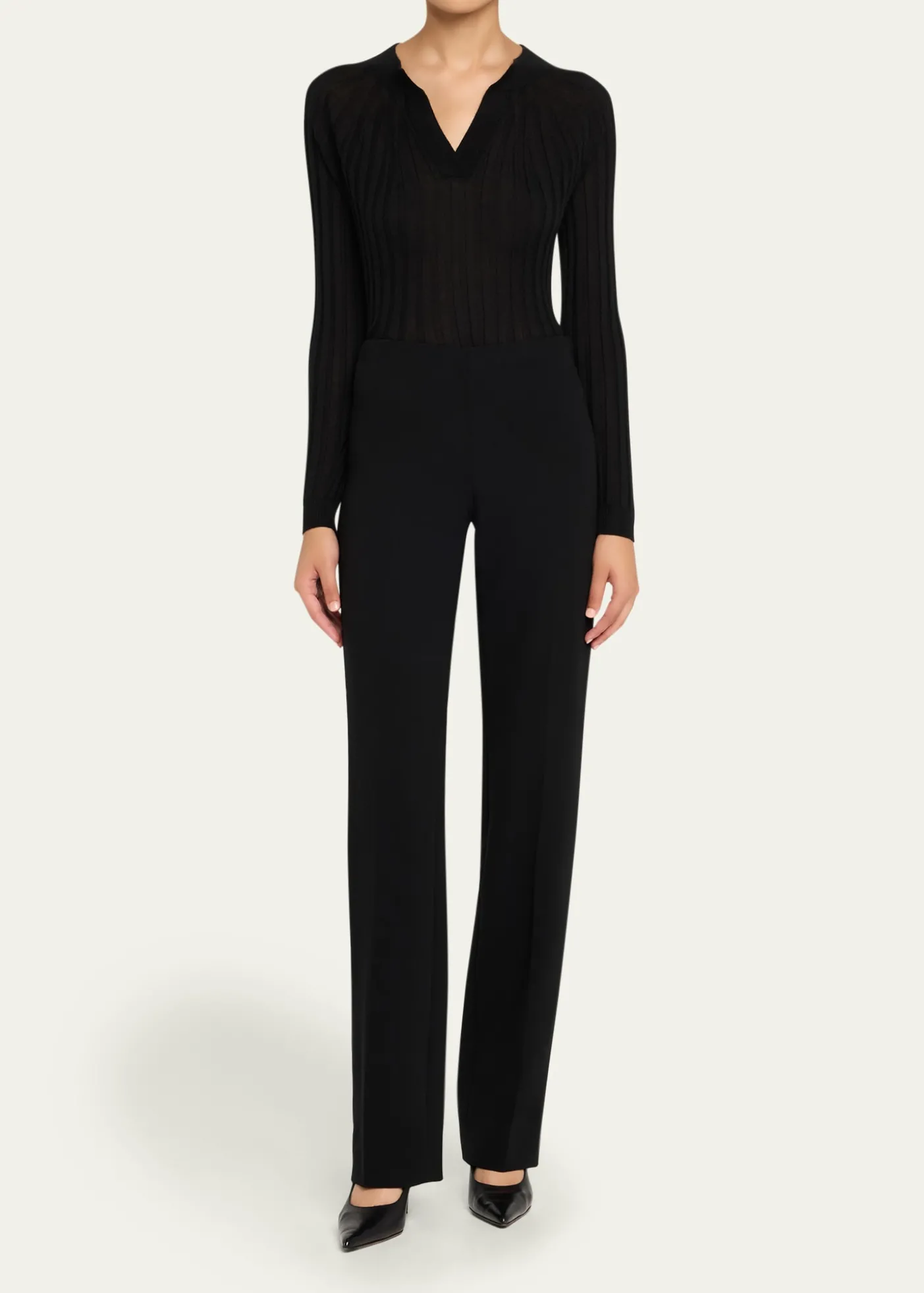 Giorgio ArmaniCashmere-Silk Rib Knit Sweater