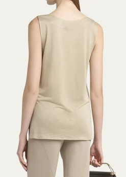 Giorgio ArmaniChain-Necklace Scoop-Neck Shiny Viscose Jersey Tank Top